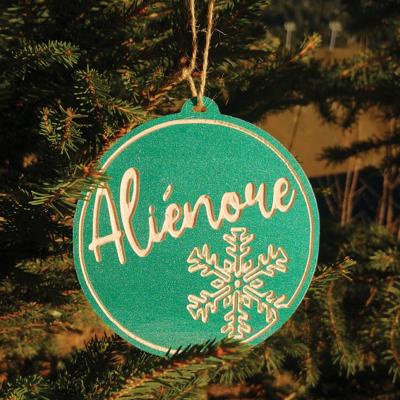 Boule Noël Prénom Vert Nacré Aleniore